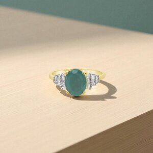 Oval Grandidierite and Diamond Ring in 10kt Yellow Gold